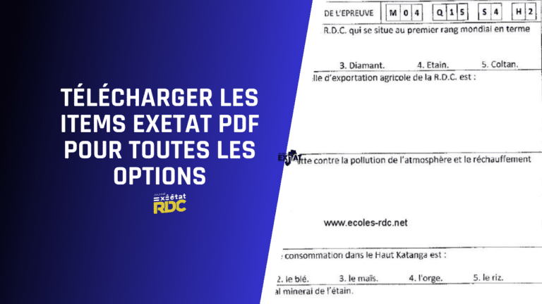 Télécharger les items EXETAT PDF pour toutes les options